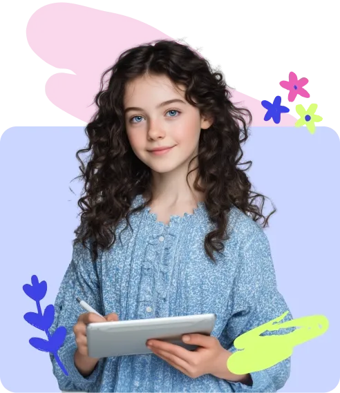 Дівчина малює на планшеті